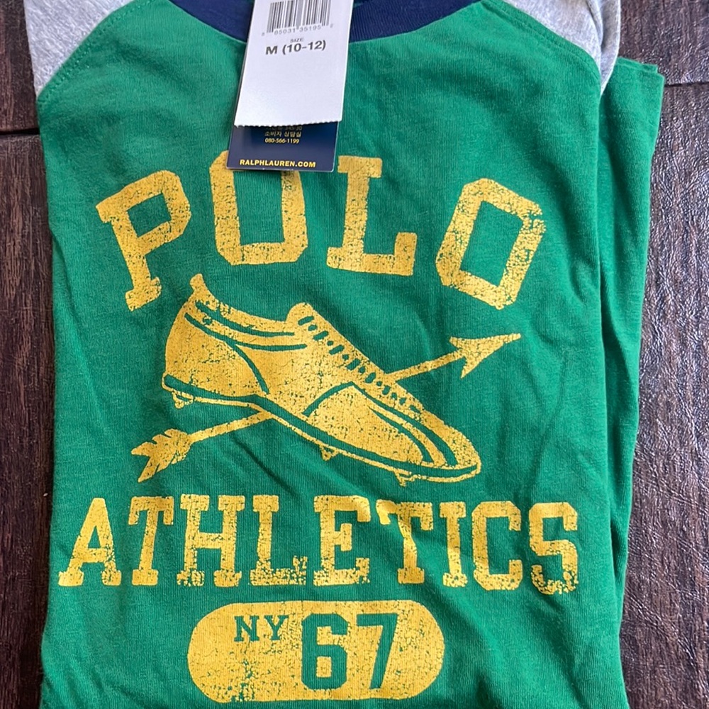 Boys Polo Ralph Lauren Long Sleeve Tee Size Medium 10-12 With Tags